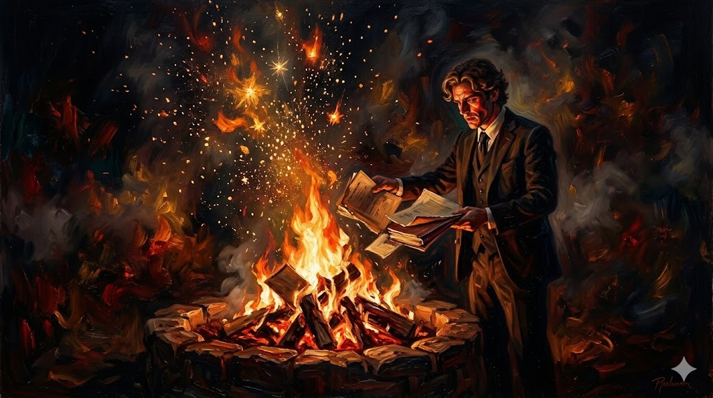 古いファイルを燃やすジェーン