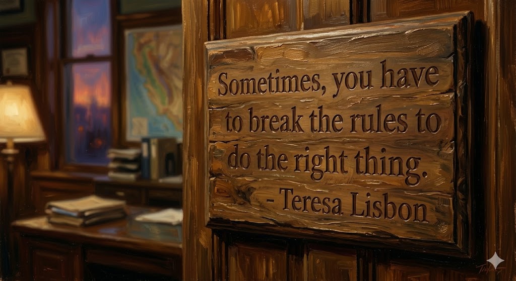 リズボンの名言が刻まれた、夕暮れのオフィスを背景にしたイメージ画像