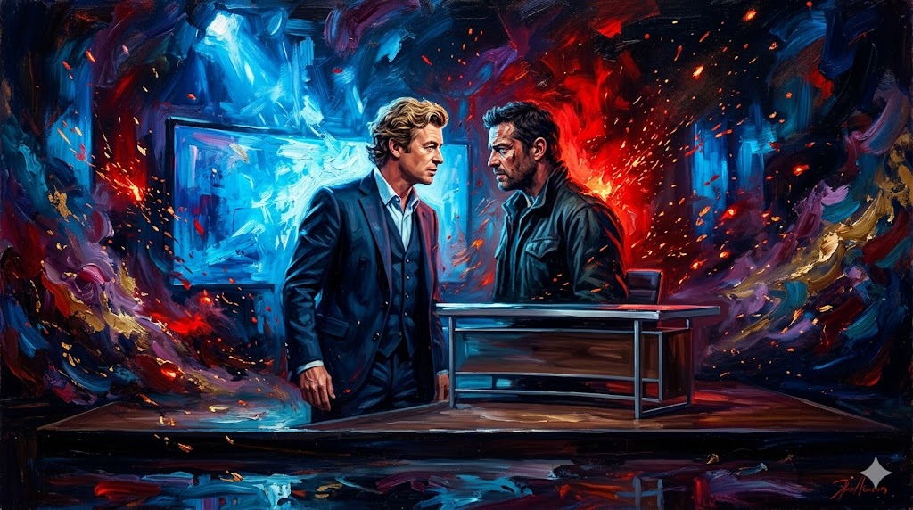 テレビ番組で挑発するジェーンと犯人