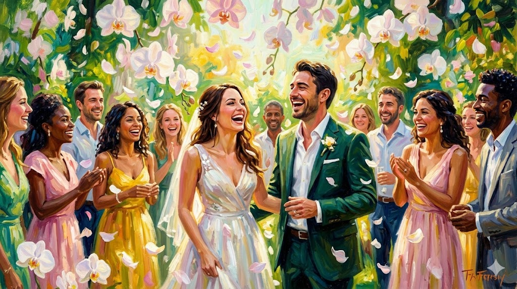 湖畔での幸せな結婚式