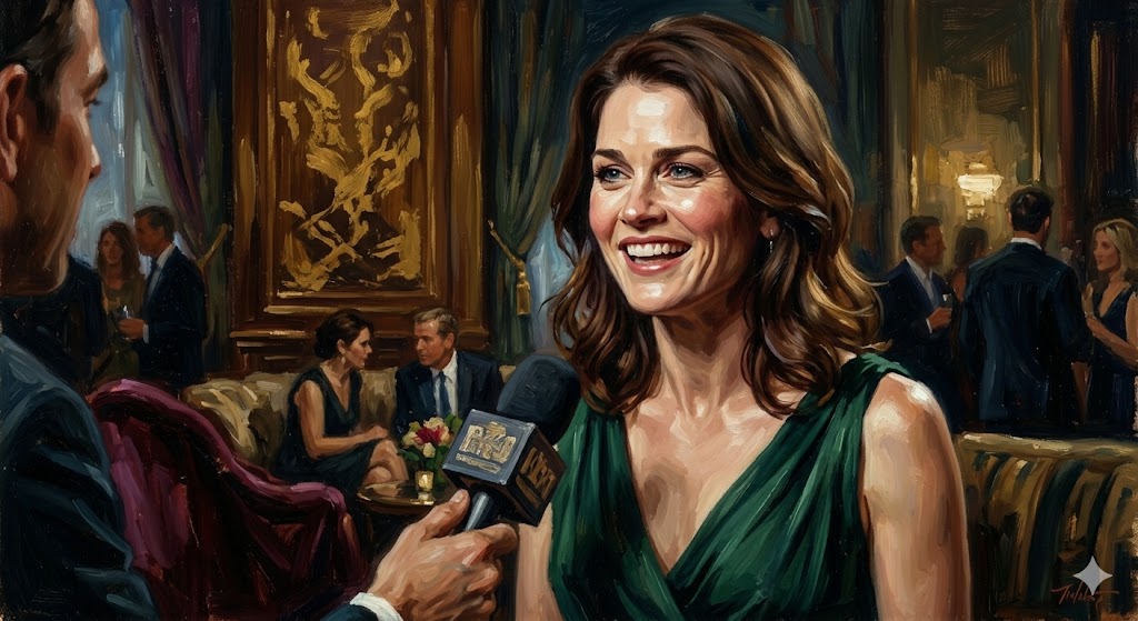 笑顔でインタビューに答える、実生活での美しいロビン・タニー